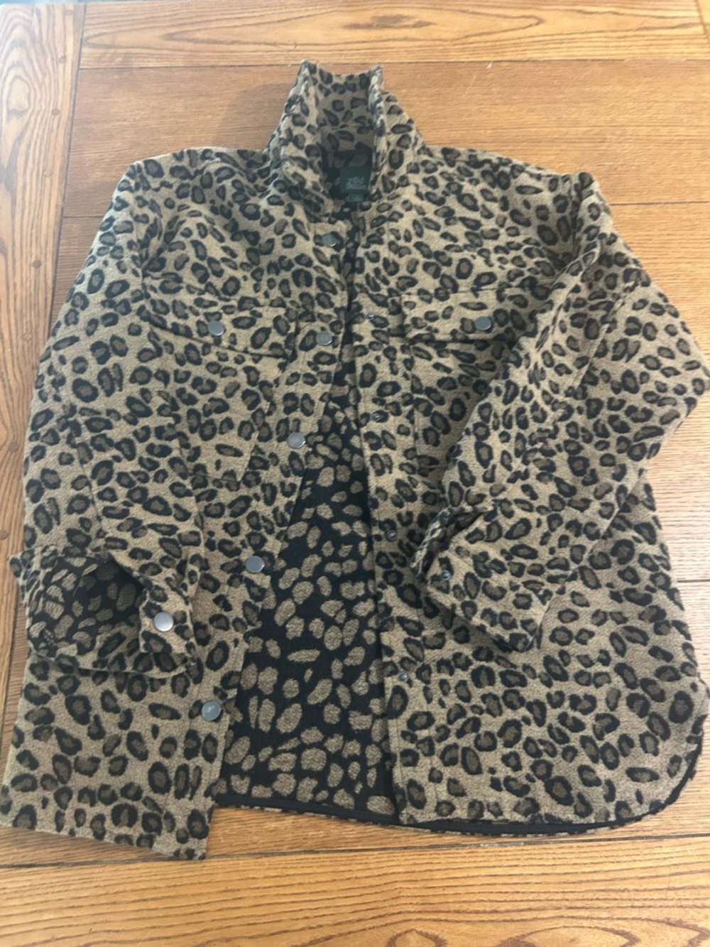 wild fable Leopard Print Button-Front Jacket - Tan & Black
